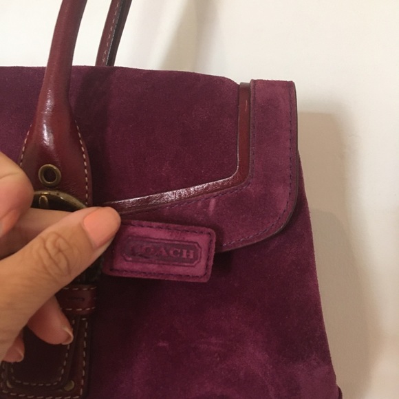 Coach Burgundy Suede Satchel - Picture 3 of 14